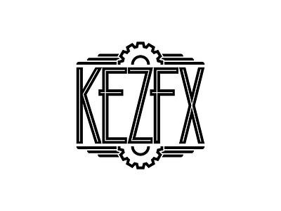 KezFX Logo v2 art deco branding cog custom typography gear logo minimal monochrome steampunk