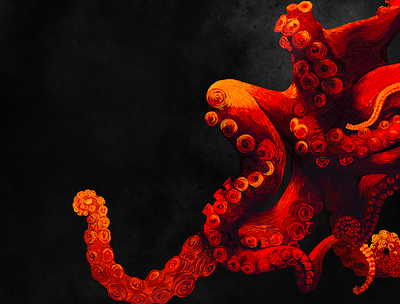Red octopus deepsea illustration nature ocean octopus procreate sea textures underwater