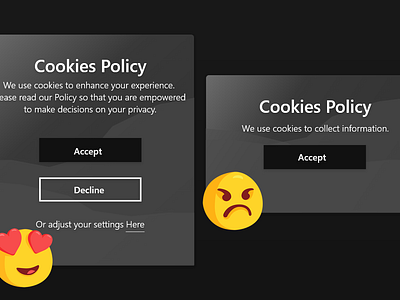 Good Practices for Cookies Policy Notifications ux web