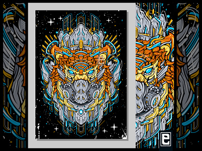 Mecha Wolf artist artwork branding clothing design eyemands gigposter glitch illustration illustration. digital art. mecha merchandise poster poster art robotic wolf