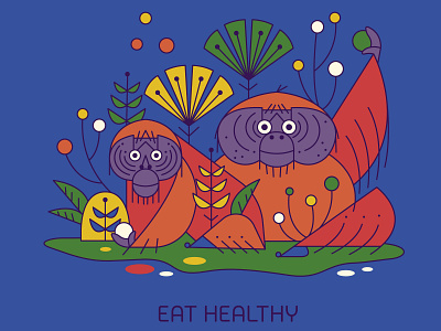 COVID 19 - EAT HEALTHY adobeillustrator animal art coronavirus covid19 design digital art illustration minimal orangutan vector vector art vector illustration