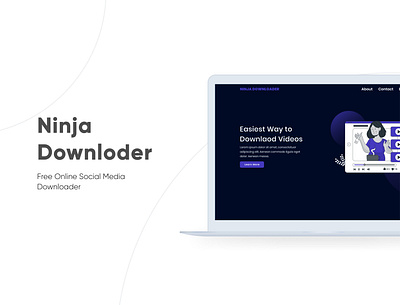 Ninja Downloader branding dark design downloader dribbble illustration landing page logo design ui ui design ux vector video web design