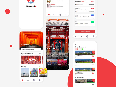NipponGo (Travel App) application booking app design invision studio low profile lowprofile mobile app design mobile ui ui uiux uiuxdesign ux