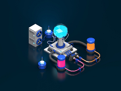 Machines II cinema 4d design illustration isometric liquid redshift tubes