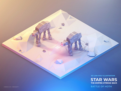 Star Wars: Battle of Hoth battle cinema 4d design empire strikes back film hoth illustration low poly sci-fi star wars t47