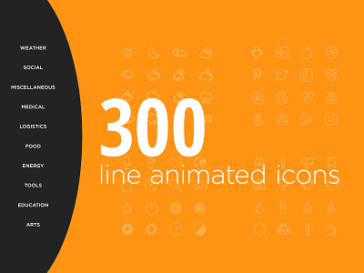 300 Line Animated Icons - After Effects template adobe illustrator after effect animation branding design icon illustration motion graphics