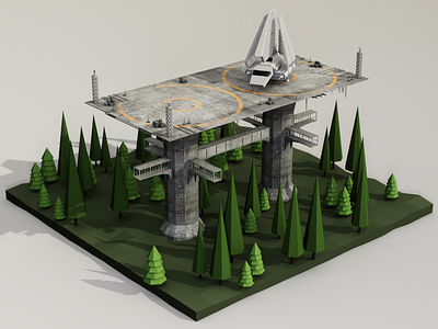 Return of the Jedi - Endor Shield Generator 3D Illustration 3d animation cinema 4d darth vader endor film illustration jedi low poly movie redshift sci fi shuttle skywalker spaceship star wars technology