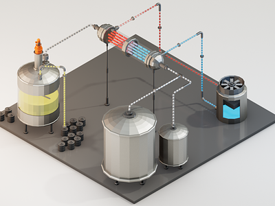 Distillation Process 3d after effect animation cinema 4d design distillation process illustration industry isometric looped low poly motion graphics technical