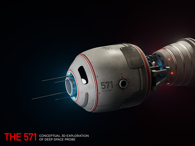 The 571 -- Deep Space Exploration Vehicle 3d booster capsule cinema 4d concept design illustration lighting modeling probe render rendering rocket ship space texturing vehicle