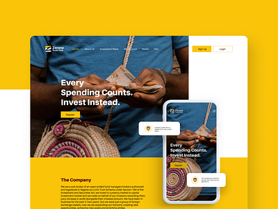 Landing page for Zerone Trade Hub clean design figmadesign finance investment landing page design ui ui ux web