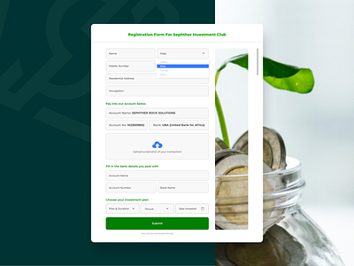 Investment Registration Form brand design design figmaafrica hire me investment investor product design ui ux