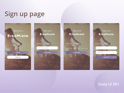 Daily UI 001 - Sign up app bike dailyui design signup ux