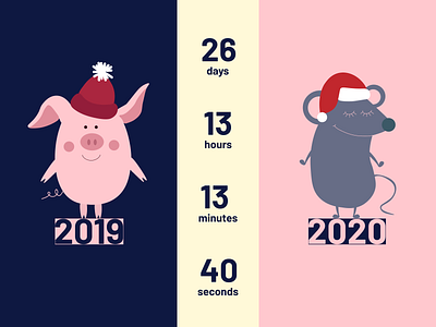 Daily UI 014 - Countdown Timer countdown timer dailyui design figma illustration mouse new year pig ui ux vector