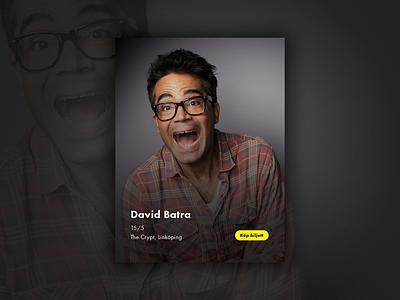 Event card comedy comedy club dark david batra event card ui element webdesign website website element