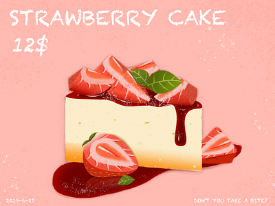 strawberry cake design illustration