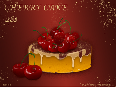 cherry cake design illustration