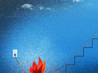 Basement of the Internet fire fun illustration stairs