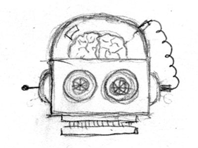 Bot brain fun illustration robot rough sketch