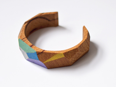 Bracelet color design faceted geometric product wood