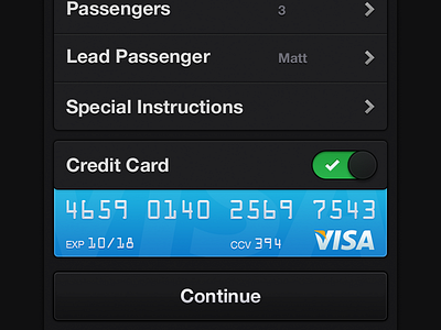 Taxi booking button credit card dark driver ios iphone meat pick up taxi visa