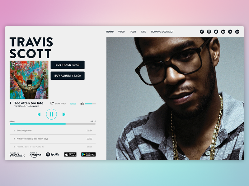 Musician's website by Doron Shine on Dribbble