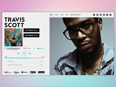 Musician's website artist artist website design fresh colors hip hop music music player musician promotional design rap ui uidesign ux web design