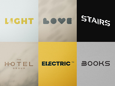 Wordmark Logo Collection Vol. 1 @andrepicarra books branding electric hotel identity letters light logo collection logo design love mark minimalist logo negative space logo simple logo smart logo stairs wordmark wordmark logo wordmark series