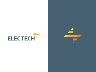 Electech branding connection electricity light logo minimal orange ray simple tech yellow