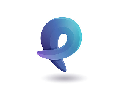 P blue curve gradient initial logo mark p purple spiral