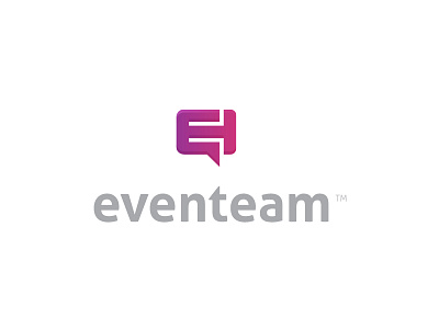 Eventeam bubble event initials letters logo mark monogram pink speech team