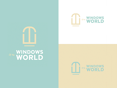 Windows of the World aqua branding gold green identity logo logotype mark minimal window world