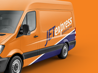 JETexpress Van blue brand branding delivery design email logo orange rebranding van word wordmarkit