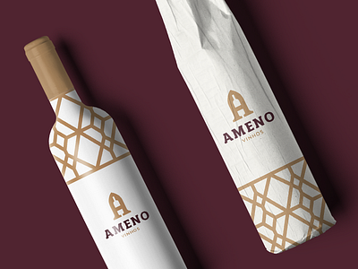 Ameno Wine Package a bottle branding drink icon identity letter lines monogram packaging typography wine