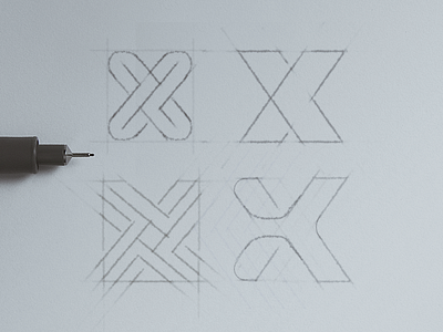 X Logo Explorations @andrepicarra branding geometrical shapes identity letter lettermark logo logo design pen sketches work in progress x