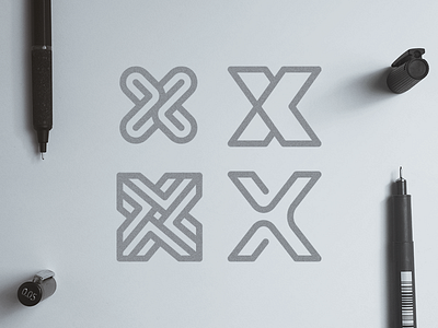 X Logo Explorations II @andrepicarra branding geometrical shapes identity letter lettermark logo logo design pen sketches work in progress x