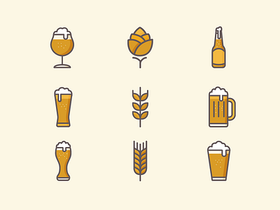 Beer Icons beer beer icons bottle brewer can drink glass icon illustration retro simple vector