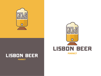 Beer Lisbon Branding beer brown electric icon lisbon logo market orange retro train wordmark yellow