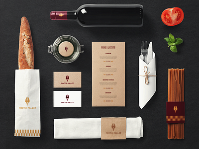 Poetic Pallet Identity branding cluttery design food fork identity logo mark poet restaurant