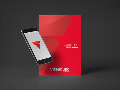 Vitasquad Branding brochure cover identity initals iphone letterform logo mark red shadow vodafone vs