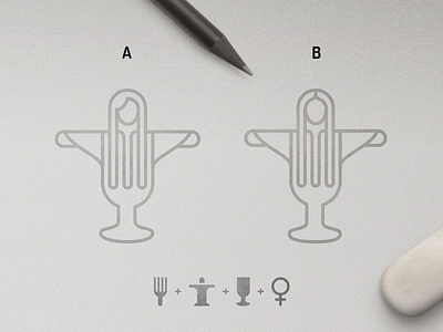 Restaurant Logo Exploration II @andrepicarra branding christ fork glass identity jesus logo design sketches woman work in progress