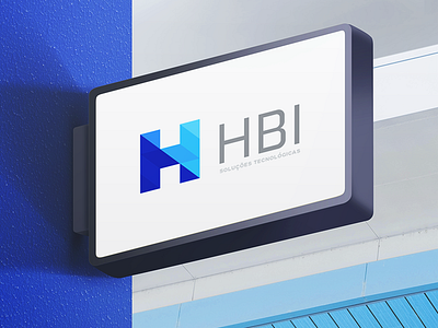 HBI Logo on a Signboard @andrepicarra blue branding hbi identity letter logo logo design logo mockup monogram