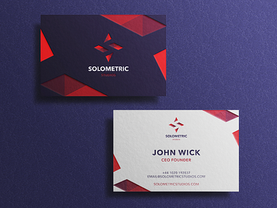 Solometric Business Cards @andrepicarra blue branding business cards design geometric identity logo logotype red triangles white