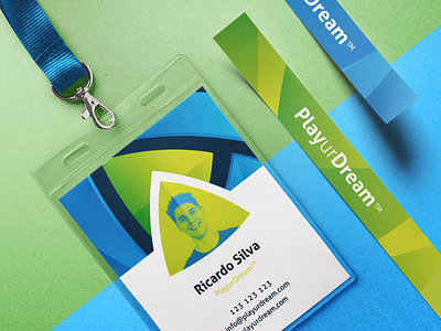 Playurdream ID Card & Band Bracelet @andrepicarra blue branding dream event green id card holder identity logo logotype mockup play