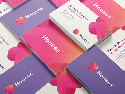 X Houses @ Business Cards Design @andrepicarra brand branding business card businesscard colorful design gradient identity logo stationary stationery