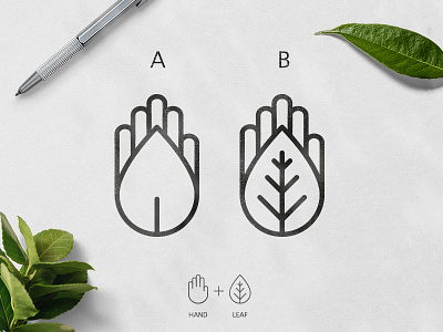 Yoga Logo Design - Hand + Leaf @andrepicarra branding green hand icon identity leaf logo logotype mark monogram vector