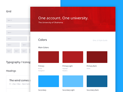 One UI Style Guide Exploration color style guide styleguide ui user interface