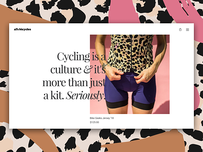 Al's Bicycles - Landing page cheetah clean couture cycling cycling jersey cycling kit fashion jersey minimal pattern simple white