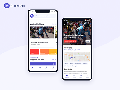City-based events app (explorations) app application clean events events app ios ios app location minimal native app places purple ui user experience user interface ux white