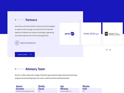 Gordon Family Giving Foundation + CodeOrlando blue clean design desktop landing page minimal simple ui ux web web design website white