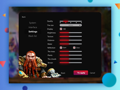 Settings game dailyui design illustration ui ux web website